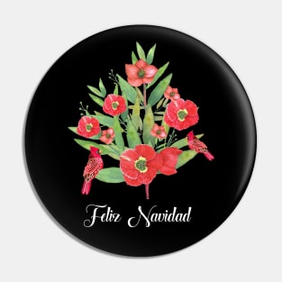 Feliz navidad red christmas birds in watercolor Pin