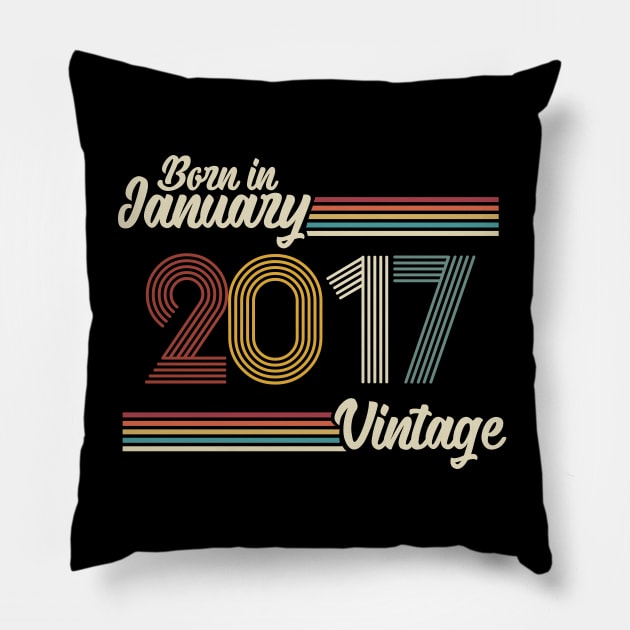 Vintage Born in January 2017 Pillow by Jokowow