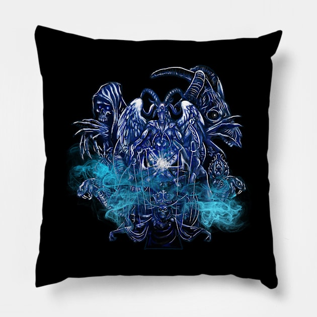 Baphomet Satanist Goat Skeleton King Demon Gothic Pillow by theperfectpresents