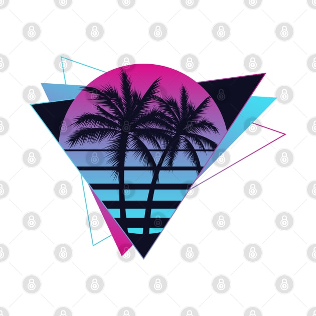 Retro 80s 90s Vaporwave Aesthetic Palm Trees Sunset by Violette Graphica