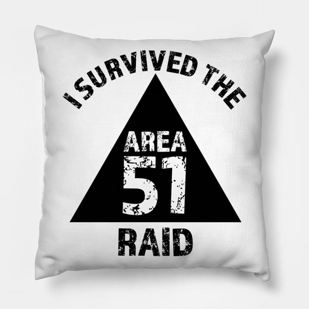 I Survived The Area 51 Raid (Black) Pillow by TheArtArmature