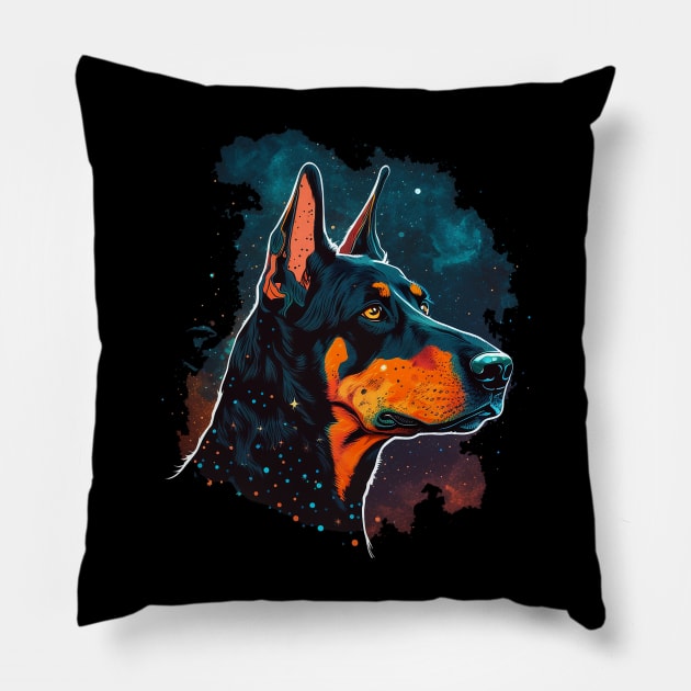 doberman Pillow by a cat cooking