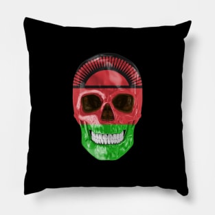 Malawi Flag Skull - Gift for Malawian With Roots From Malawi Pillow