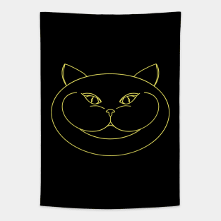 Smiley cat.Yellow Tapestry