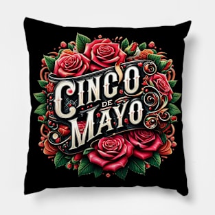 Cinco de Mayo Traditional Red Roses Pillow