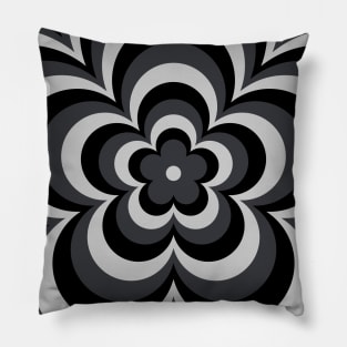 Latte Flower - Black and Grey Pillow