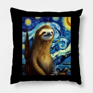 starry night sloth Pillow
