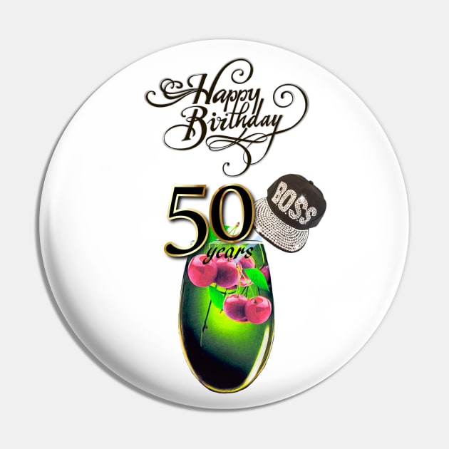 Happy 50th Birthday Pin by KC Morcom aka KCM Gems n Bling aka KCM Inspirations