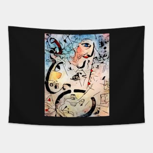 Miro meets Chagall (Le profil et l'enfant rouge) Tapestry