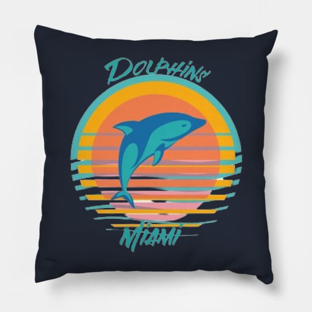 Back Miami Dolphins Pillow by KoumlisArt