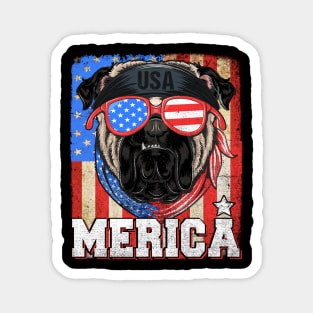 Funny Merica Retro Flag US Amirican Pitbull Patriotic Shirt Magnet