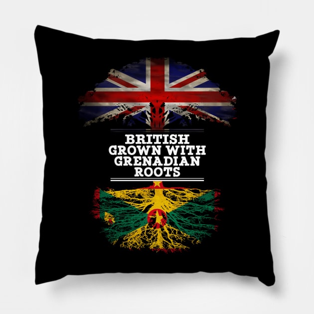 British Grown With Grenadian Roots - Gift for Grenadian With Roots From Grenada Pillow by Country Flags