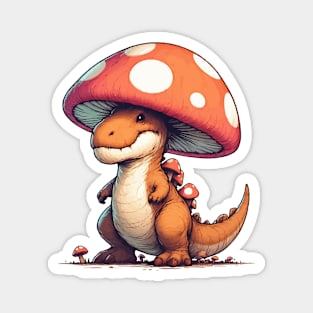 Cute Mushroom Hat Dinosaur Tyrannosaurus Rex Magnet
