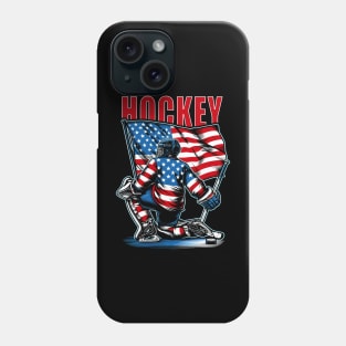 Hockey Ice Hockey Patriotic USA Flag Gift Player Phone Case