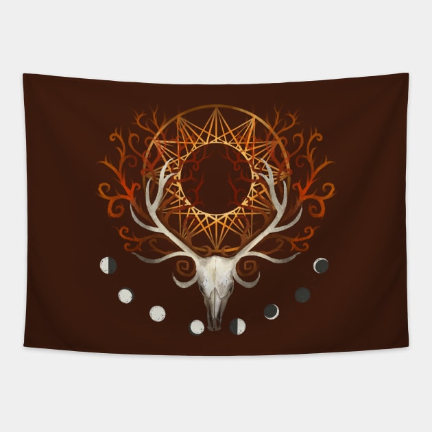 Season Of The Moons Autumn Fire Tapestry by LittleBunnySunshine