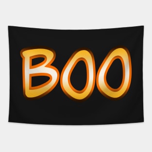 BOO - Orange on Black Tapestry