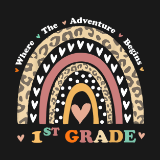 Back To School 1st Grade Where The Adventure Begins Rainbow T-Shirt