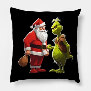 Santa vs Grinch Pillow