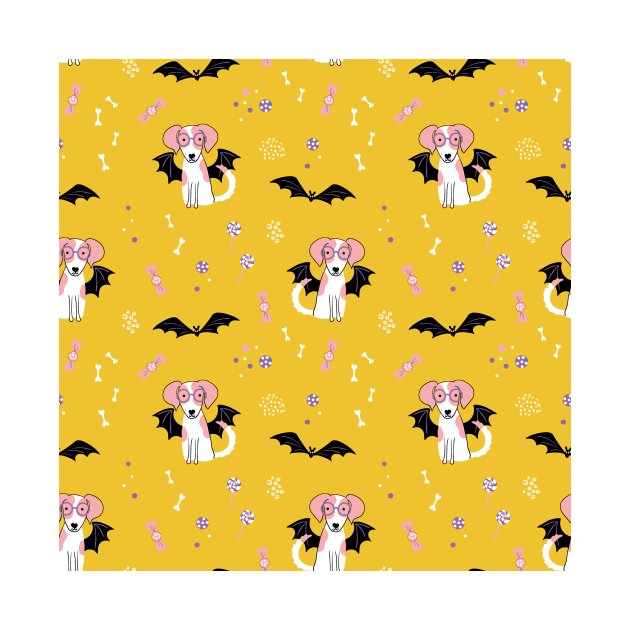 Cute print with a puppy in a bat costume by DanielK