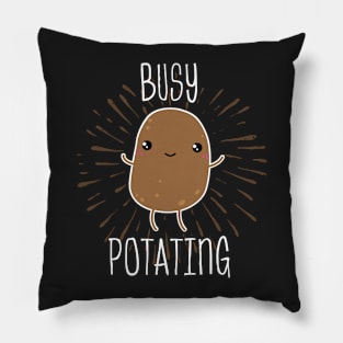 Cute Potato Drawing Kawaii Potato "Busy Potating" Spud Lovers Pillow