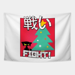 funny christmas cat – Cat versus Christmas: fight! Tapestry