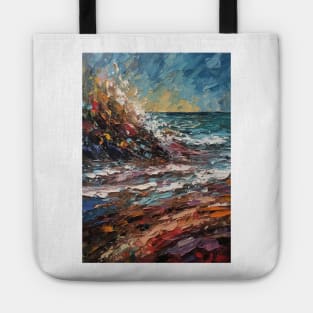 Oil Painting Prints, Crashing Waves Art, Beach Wall Decor, Ocean Scenes, Coastal Artwork, Seaside Decor, Nautical Home Tote