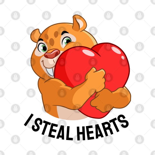 I steal hearts, friendly sabertooth tiger with qoute by Yurko_shop