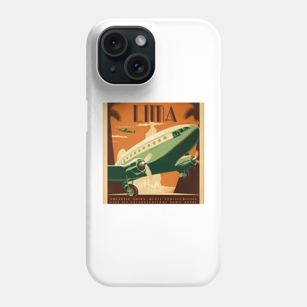 Lima Vintage Travel Art Poster Phone Case by OldTravelArt