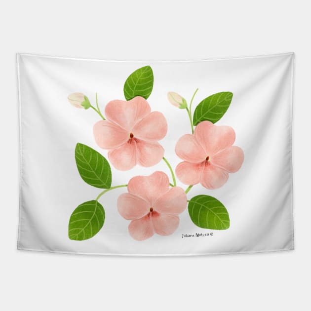 Impatiens Flowers Tapestry by julianamotzko