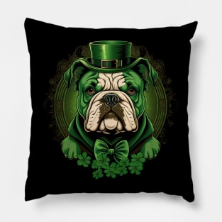 Bulldog St Patrick's Day Pillow