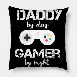 daddy by day gamer by night funny for dad video game fathers day game controller Pillow