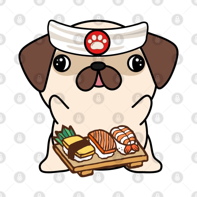 Sushi Chef Pug by Pet Station