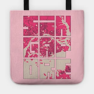 Singapore City Map Typography - Blossom Tote