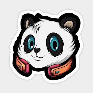 Happy Panda listen music Magnet