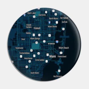 Miami dark blue map Pin