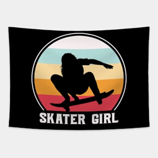 Retro Sunset Skater Girl Tapestry