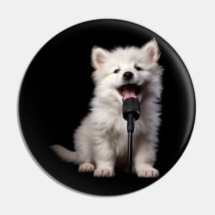 Samoyed Puppy singing Pin