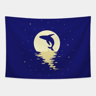 whale jumping to the moon Tapestry