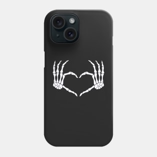 Black and White Skeleton Hands in a Heart-Shape Phone Case