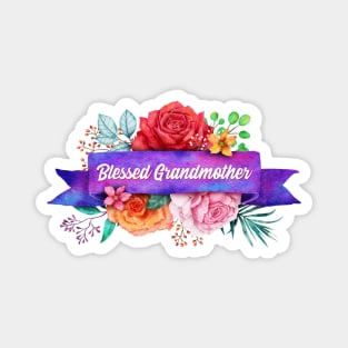 Blessed Grandmother Floral Design with Watercolor Roses Magnet