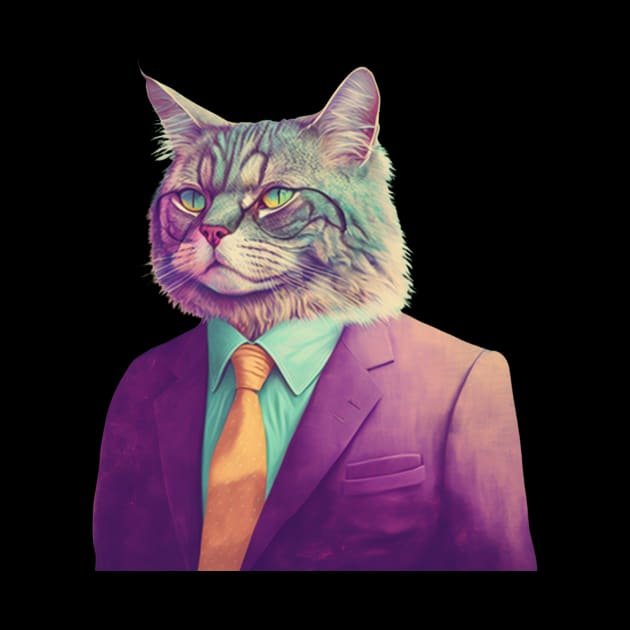 Vaporwave Cat Daddy in a Suit by gibah
