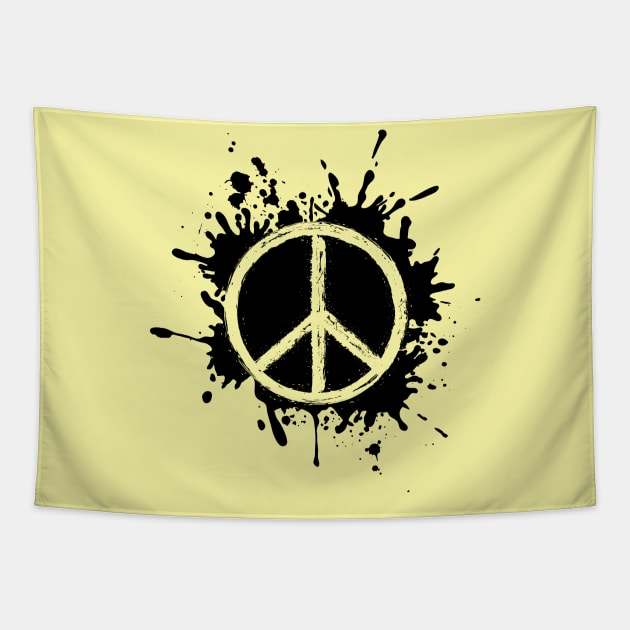 Black Peace Symbol Tapestry by Florin Tenica