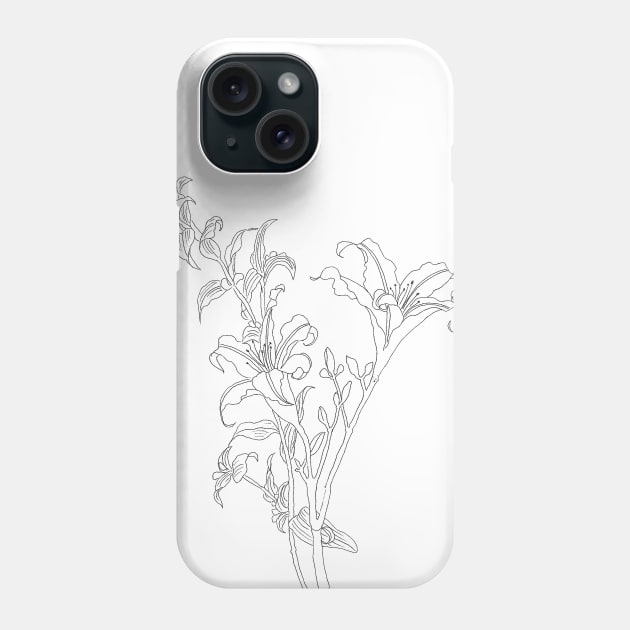 daylily drawing black and white Phone Case by colorandcolor