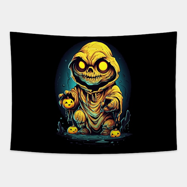 Eerie Halloween Ghoul Art - Spooky Season Delight Tapestry by Captain Peter Designs