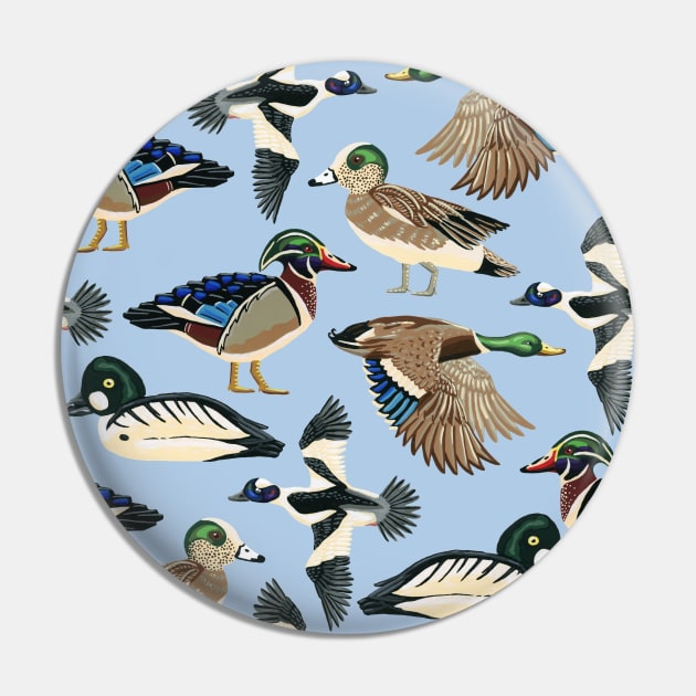 American Duck Species Pattern in Blue Pin by paintedpansy