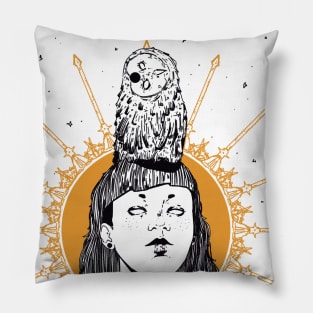 The girl and her pet owl Pillow