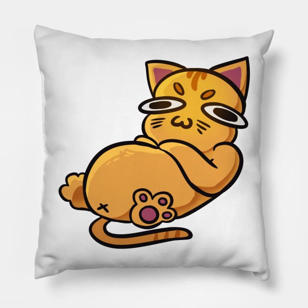 Fat, chonky, well fed funny orange cat Pillow by Nucifen