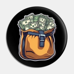 Bag full of green money Pin