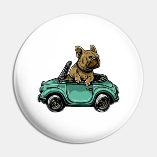 Cute Dog Bulldog Riding And Driving Car Pin