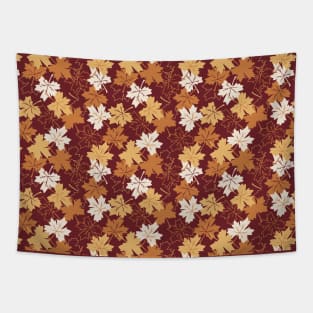 Golden Brown Autumn Quotes and Pattern Black Ver Tapestry